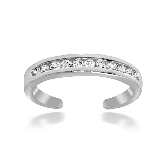 Toe Ring Sterling Silver Butterfly Flower accent CZs